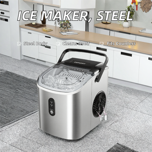 Máquina de Hielo Eléctrica de Sobremesa para el Hogar, Producción Diaria de 26.5 Libras, Acero Inoxidable, Autolimpiante, para Uso en Exteriores y Autocaravanas - Product Image 2