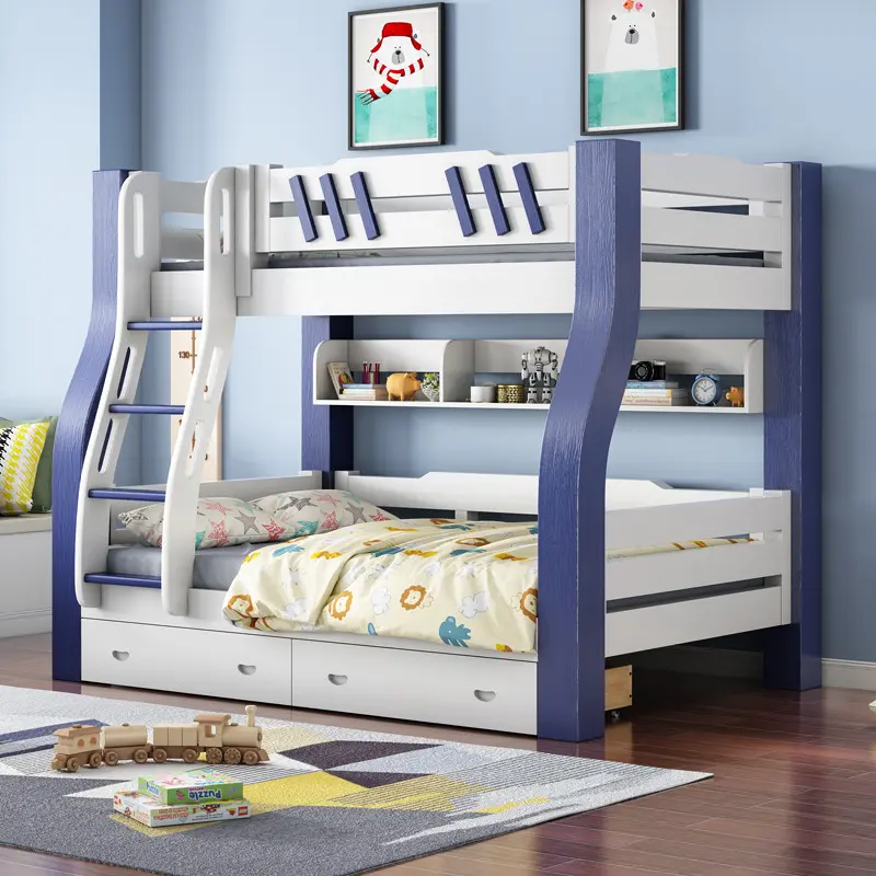 Literas para niños Diseño fresco Venta caliente a un precio barato Literas Cama multifuncional para madre e hijo Cama de madera de alta calidad