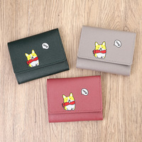 Großhandel neue Frauen niedlichen Cartoon dreifache kurze Brieftasche Lucky Dog Karten halter Münz speicher Studenten Brieftasche