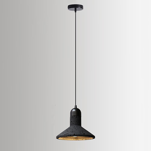 Lampe suspendue en pierre de travertin noir nordique, style industriel simple, lampe suspendue pour salon, chevet, lampe suspendue en pierre de grotte - Product Image 1