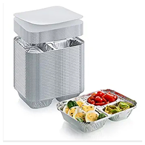 Pactogo Large 3-Compartment Aluminum Foil Take-Out Pans With Lids - Pack Of 50 Sets, 9.94"L X 9.25"W - View #9