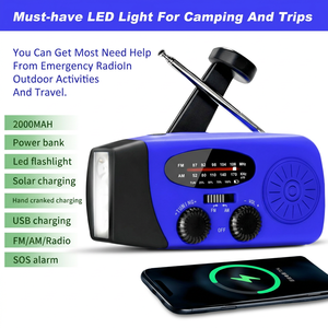 Sirène SOS d'urgence, lampe torche <span class=keywords><strong>LED</strong></span>, équipement de survie portable en stock, radio météo solaire à manivelle pour la vie hors réseau - Product Image 3