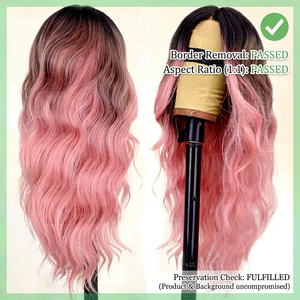 Longue ondulée Blonde perruque synthétique dentelle avant cheveux femmes tenue quotidienne Style de fête doux confortable Look naturel Ombre rose - Product Image 1