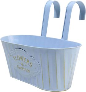 Pots de fleurs suspendus au mur avec double crochet détachable seau en métal jardinière pour garde-corps clôture balcon décorations clôture fleur - Product Image 1