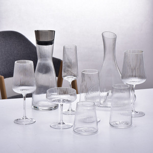 Different Design Elegant Lead Free Ribbed <strong>Crystal</strong> Drinking Glassware Champagne Flute Wine <strong>Glass</strong> <strong>Set</strong> - Product Image 4