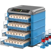 Incubateur automatique intelligent pour 500 œufs, double alimentation, batterie 50Ah 12V, système d'apport d'eau, conception à rouleaux, taux d'éclosion plus élevé