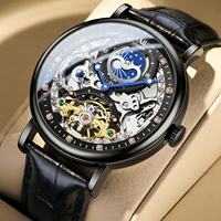 Montre Mécanique Homme ONOLA, Squelette Creux, Luxe Affaires, Automatique, Phase de Lune, Étanche 6836