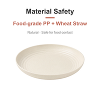 Assiette de paille de blé quatre tailles ronde incassable empilable économiseur d'espace maison cuisine salle à manger collation restauration usine directe en gros