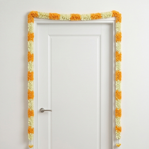 Artificial Flower Garland Orange <b>White</b> <b>Hanging</b> Decoration Marigold Style Floral Toran for Wedding Festival Home and Temple Decor - Product Image 4