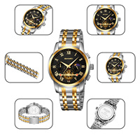 Montre à quartz pour homme SKMEI 9394, cadran à chiffres romains, phase lunaire, chronographe, bracelet en acier inoxydable, étanche 30 m, montre-bracelet pour affaires