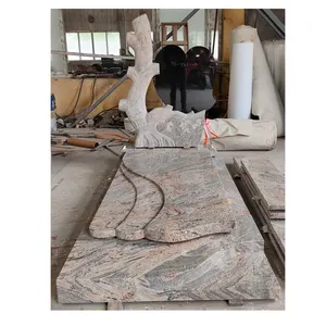 Stone Polish Commemorative European Tree Heart Shape Monument Gravestone Red Granite Tombstone