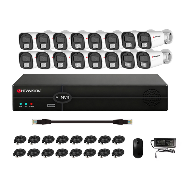 4ch 8ch 16ch 4K 8MP IP Cameras Set Intelligent Bullet Network Camera CCTV System Waterproof AI POE NVR Kit POE Camera Outdoor