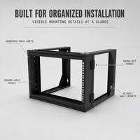 Rack mural pour équipement informatique en acier SPCC standard 19 pouces 6U 9U 12U 15U avec rail rotatif à 135 degrés, rack ouvert pour réseau mural