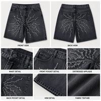 Pantalones Cortos de Jean Grises Holgados con Bordado Personalizado para Hombre, Vaqueros Desgastados, Jorts Cargo Lavados, Novedad