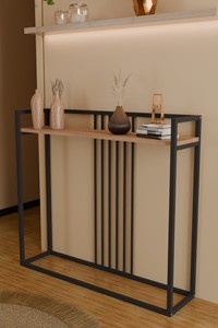 Mesa Consola para Sala de Estar con Estructura de Hierro Resistente, Diseño Decorativo y Estantes de Aglomerado - Product Image 4