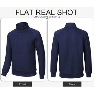 Personalizado de los hombres 2023 otoño moda cuarto botón pulóver acolchado sudaderas 3D bordado canguro bolsillos otoño 2023 suéteres - Product Image 5