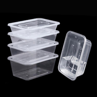 Boîte jetable carrée en plastique recyclable de 1000ml pour aliments avec couvercle en pp du fabricant chinois