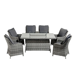 6 Seat Outdoor Chair <b>With</b> <b>Fire</b> <b>Pit</b> <b>Table</b> Rattan Patio Furniture Garden Dinning Set and BBQ Dining <b>Fire</b> <b>Pit</b> <b>Table</b> JPD-1034 - Product Image 5