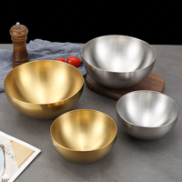 Grand saladier en acier inoxydable brossé, style coréen, pour nouilles froides, ramen, bibimbap, idéal pour la cuisine domestique