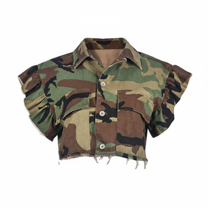 แจ็กเก็ตผ้ายีนส์ของผู้หญิงสำหรับฤดูหนาวออกแบบลายดอกไม้ปักด้วยกระดุมตกแต่งถักกระบวนการกำหนดเองโลโก้ได้ - Product Image 1