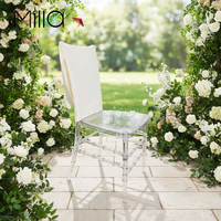 Housse de dossier de chaise en spandex froncée pour chaise Napoléon transparente en acrylique, chaise Chiavari, chaise de banquet