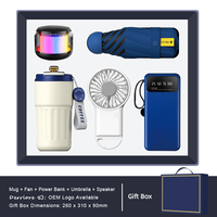 Ventilateur portable compact, parapluie, tasse, batterie externe, haut-parleur 5-en-1 – Cadeau d'été indispensable pour les entreprises, vente en gros, cadeaux populaires