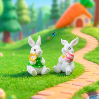 Figurines de lapin miniatures en résine, œufs de Pâques colorés kawaii, décorations pour jardin féerique, décoration de bureau à domicile, cadeau de fête