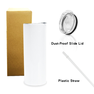20oz sublimación en blanco recto flaco vaso de acero inoxidable doble pared aislada taza de café al vacío con pajita - Product Image 3