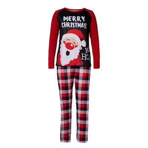 Ensemble de pyjamas assortis à manches longues et à col rond pour la famille Noël Père Noël Renne Imprimé à carreaux pour les saisons d'automne et de printemps - Product Image 2