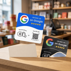 Cartes de commentaires Google NFC Kazhirun, autocollants de table en PVC, code QR, évaluation 5 étoiles, puces NTAG 213/215, distance de détection 0-10 cm, promotionnelles - Product Image 3