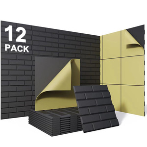 12 panneaux acoustiques en feutre autocollants, absorbants le <span class=keywords><strong>son</strong></span>, pour la décoration murale et <span class=keywords><strong>de</strong></span> plafond pour les jeux - Product Image 1