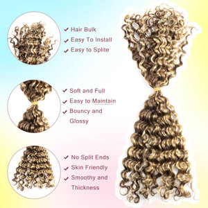 Tresses de cheveux humains bohème, extension naturelle de cheveux noirs, 4/27g/paquet, cheveux bouclés, couleur miel, pour torsion, 100g - Product Image 4