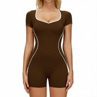 Combinaison sans couture anti-transpiration à bretelles spaghetti, dos évidé, moulante, pour le sport et le fitness, en Spandex/Nylon, col en V