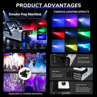 Machine à fumée à effet de fumée de haute qualité 110V 220V avec lumières LED rouge, verte et bleue 1500W, télécommande, éclairage de scène LED
