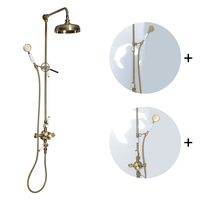 Vente Flash : Kit de Robinetterie de Douche Thermostatique Classique en Laiton Chromé Vieilli, Mitigeur Mural pour Salle de Bain de Villa avec Barre Coulissante