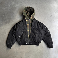 Veste d'hiver pour homme sur mesure OEM, veste bomber vintage, nylon imperméable, fermeture éclair réversible, capuche