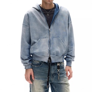 Sweat-shirts pour hommes personnalisés avec logo, confortables, style vintage délavé et vieilli, coupe ample, pour la vente en gros - Product Image 1