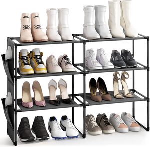 <b>Large</b> <b>Storage</b> Metal <b>Shoe</b> Rack with Removable Side Pockets Entryway Bedroom Hallway Organizer for Heels and <b>Shoes</b> <b>Shoe</b> <b>Cabinet</b> - Product Image 2