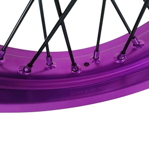 Meilleur <span class=keywords><strong>prix</strong></span> Fit multi-marque 17/16 jeu de roues jantes violettes moyeux noirs Supermoto Dirt Bike roues à rayons - Product Image 5