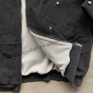 Áo khoác hoodie hai lớp giữ nhiệt, dáng rộng, tay áo trễ vai, chất liệu waffle, có thể mặc hai mặt, dành cho cả nam và nữ - Product Image 5