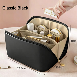 Custom Logo PU <b>Makeup</b> <b>Bag</b> Waterproof Leather Cosmetic <b>Bag</b> <b>Large</b> Capacity Portable Travel Toiletry Zipper Beauty Storage - Product Image 4