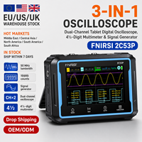 Oscilloscope multimètre portable FNIRSI 2C53P, tablette, 3-en-1, double canal, 4,5 chiffres, bande passante 50 MHz, fréquence d'échantillonnage 250 MSa/s