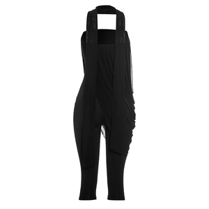 Viviblook Q26JP134 Mono de una pieza ajustado sin mangas y sin tirantes con malla y parches de color liso para mujer con pañuelo - Product Image 6