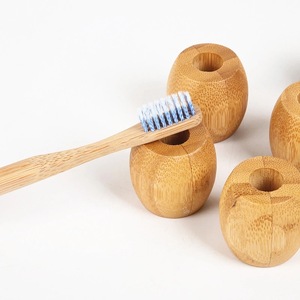 Bamboo Toothbrush Holder Round Eco-Friendly Minimalist Design Toothbrush Stand - Product Image 1