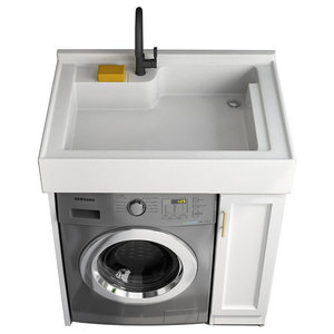 Modern Minimalist Compact Ceramic One-Piece Basin Freestanding <b>Bathroom</b> <b>Vanity</b> - Product Image 3