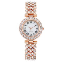 Montre en quartz délicate avec ensemble de bijoux en forme de cœur pour femmes, montre en strass, collier double cœur, bracelet, boucles d'oreilles, bague