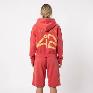 Conjunto Deportivo de Mujer en Algodón, Sudadera con Capucha y Cierre Completo, Pantalones de Color Sólido con Bolsillos Laterales, Diseño Estampado Ecológico - Product Image 2