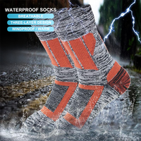 Chaussettes de randonnée en nylon imperméables et respirantes pour hommes, avec logo personnalisé, pour l'hiver, les sports de plein air, le ski et la pêche, grandes tailles, 3 couches