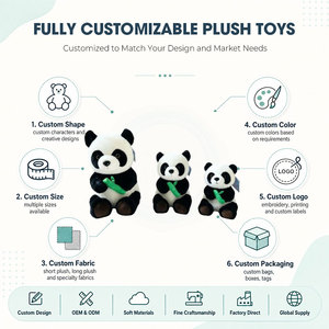 Ensemble de peluches Trio Panda Family, 3 tailles, poupées en peluche panda noir et blanc, adorables peluches panda pour la collection des enfants, OEM ODM personnalisé - Product Image 2
