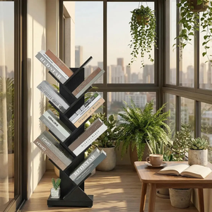 Estantería Vertical Tipo Árbol, Librería de Pie para Almacenamiento de Libros, <span class=keywords><strong>CDs</strong></span>, Revistas, para Sala de Estar, Dormitorio u Oficina - Product Image 6